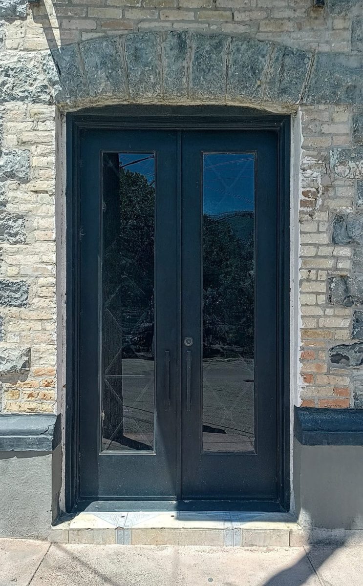 Dark double entry door