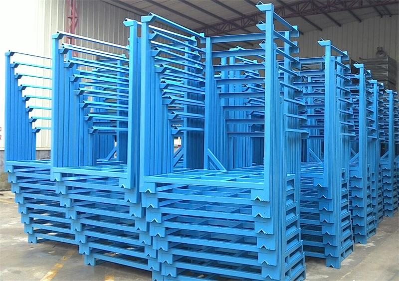 Stacked steel racks in a warehouse