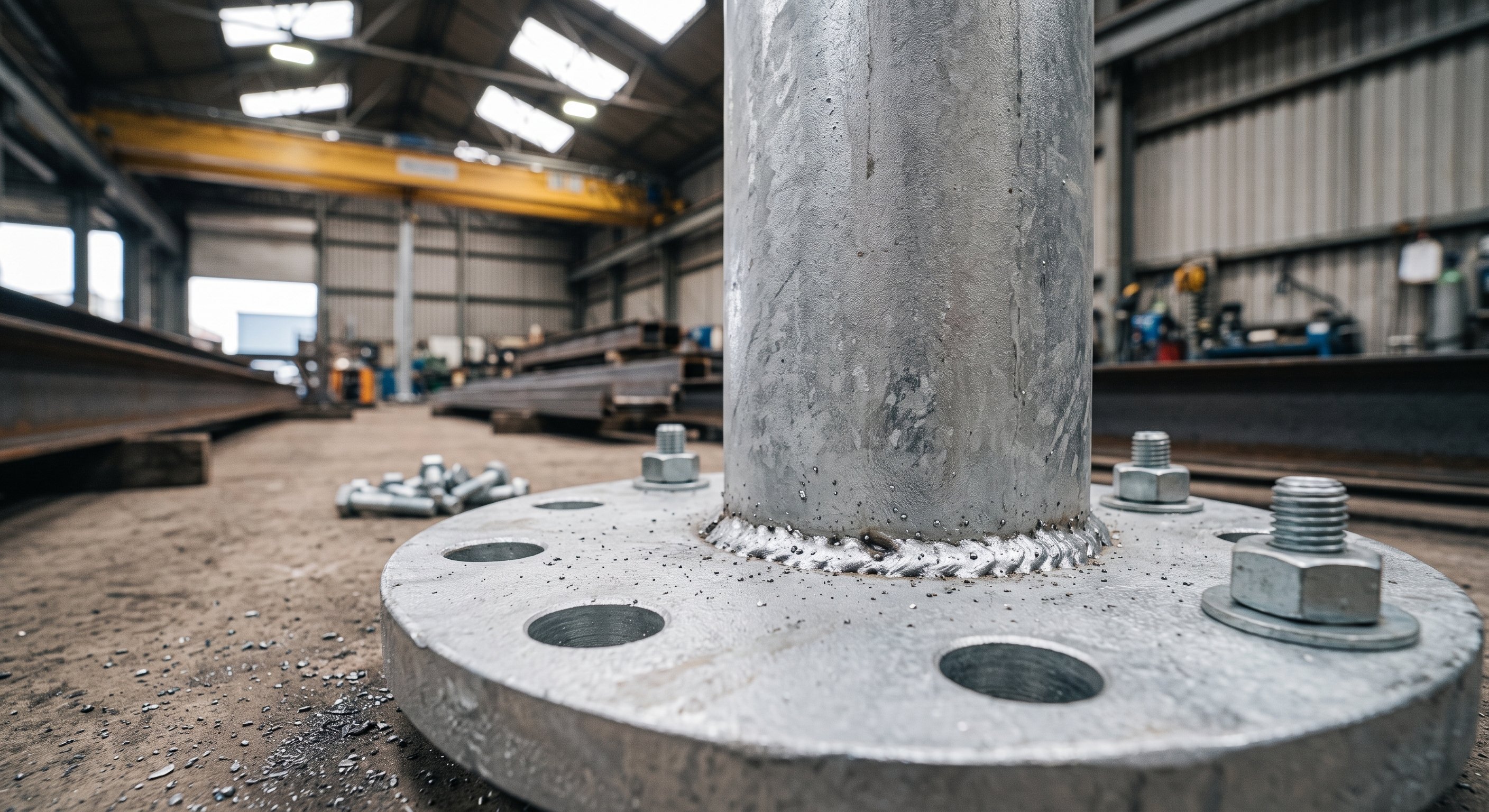 Galvanized steel pole base flange detail